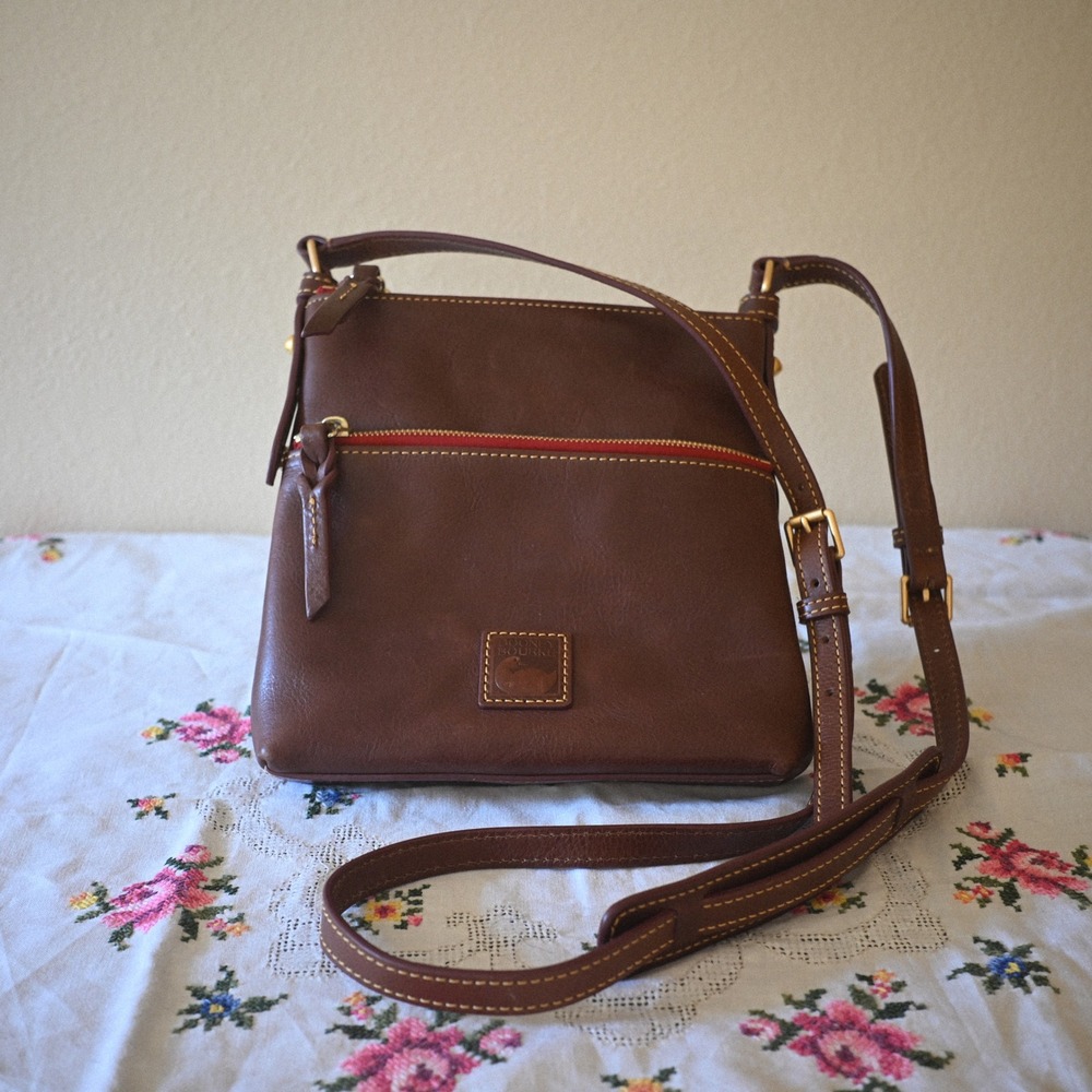 Dooney & Bourke Brown Leather Crossbody Bag Gold Hardware